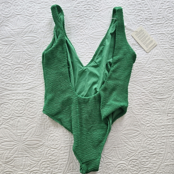 Monday Swimwear Santa Caterina One Piece Palm Green Crinkle medium NWT